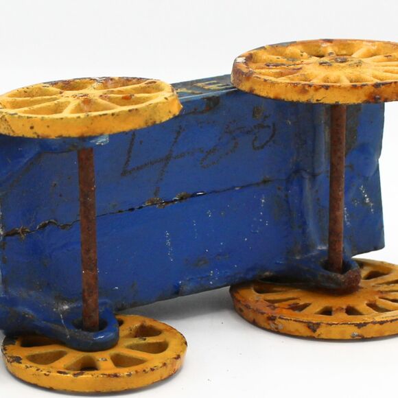 Vintage Cast Iron Toy Goat Express Wagon Cart Yellow Spoked Wheels Hubley Repro - Picture 7 of 7